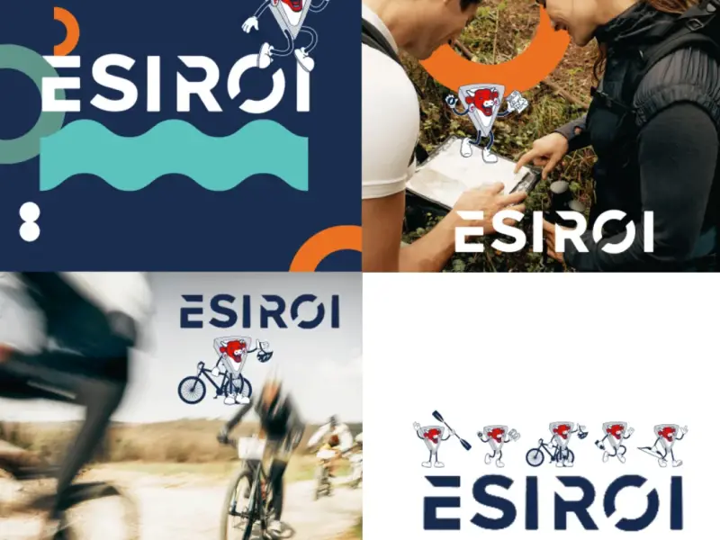 Déclinaisons du logo du raid avec mascottes La Vache qui rit à vélo et en course