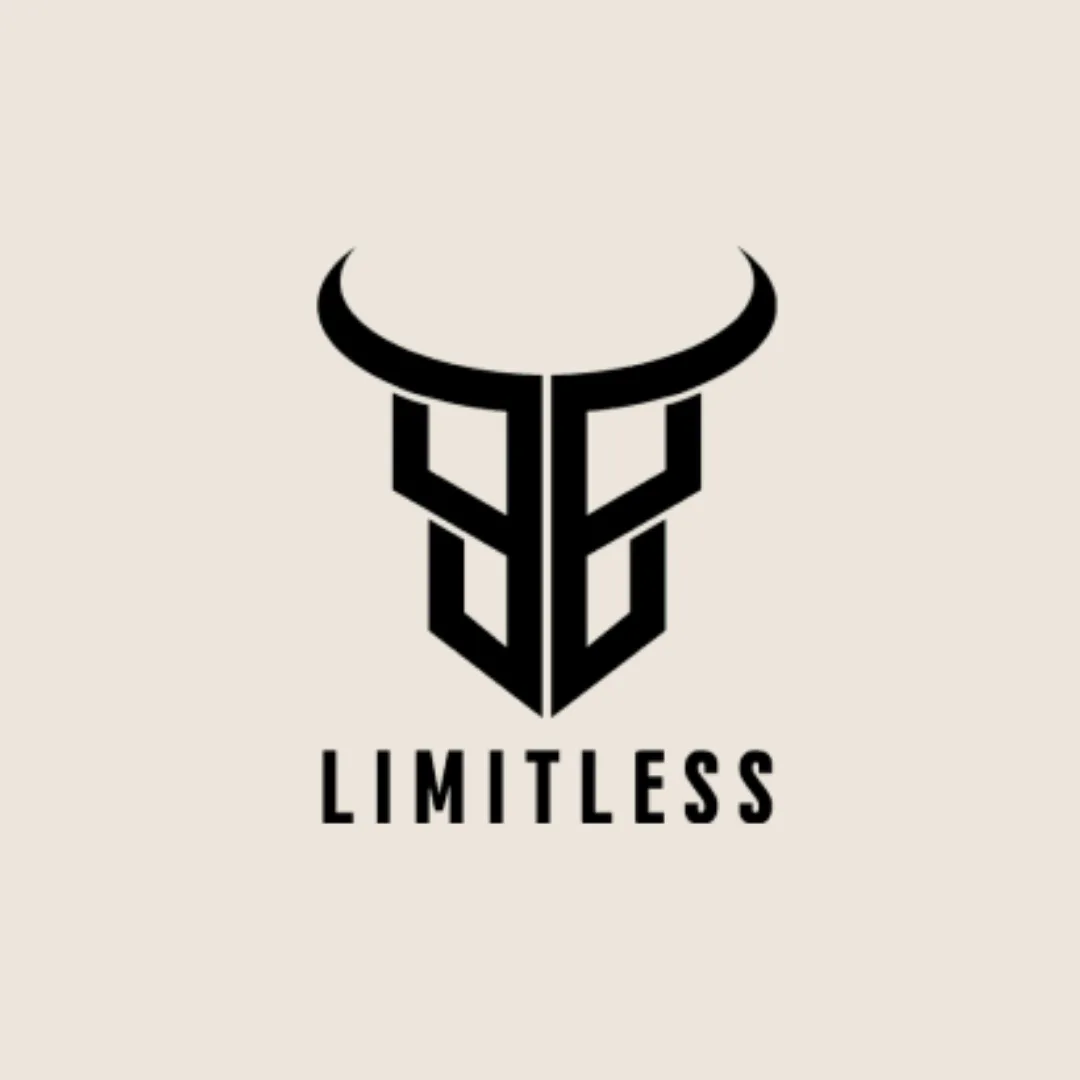 Logo Limitless créé par le studio Tropix : monogramme aux cornes de taureau pour un coach sportif