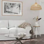 Affiche déco Réunion au-dessus d'un canapé