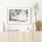 Affiche déco Réunion au-dessus d'un buffet