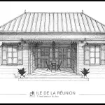 Affiche murale d'une petite maison typique de l'île de La Réunion