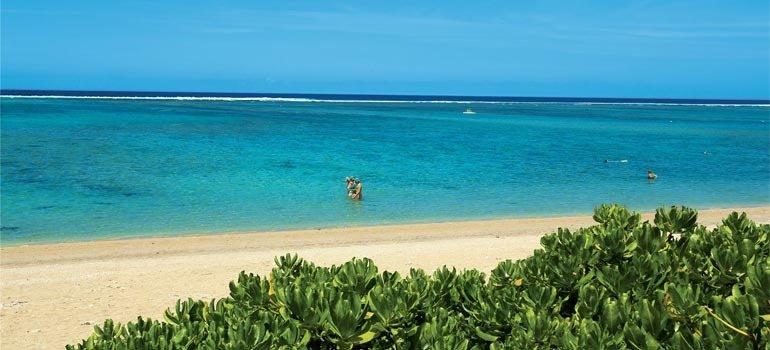 Lagon turquoise et plage de sable blanc de La Saline les Bains