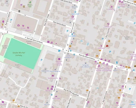 Plan d'accès à Palma café céramique, à l'angle de la rue Luc Lorion et de la rue des Bons Enfants, en face de l'ADEP, à Saint-Pierre