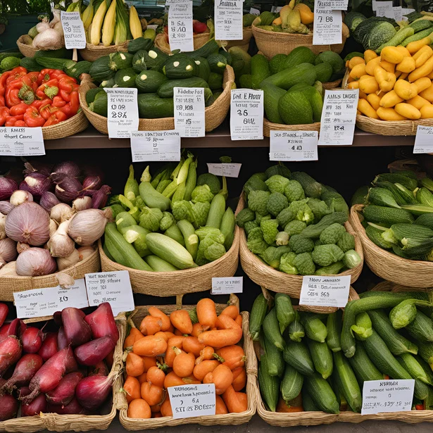 Étal de légumes frais et colorés