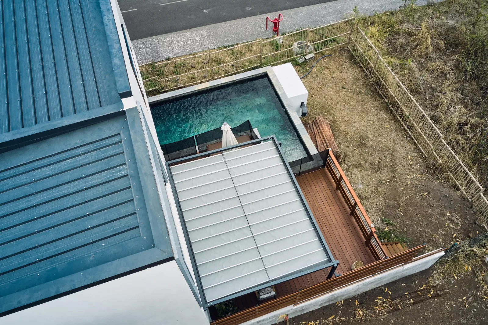 Vue par drone de vélums Run Ombrage