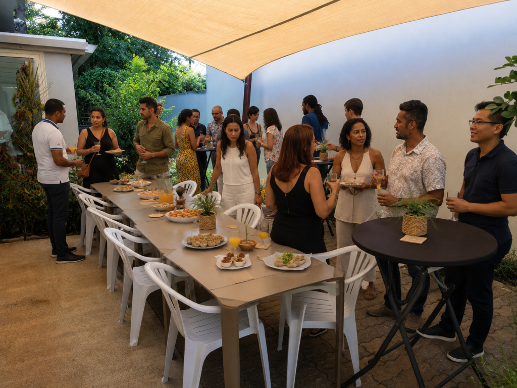Repas partagé sur la terrasse du Centre